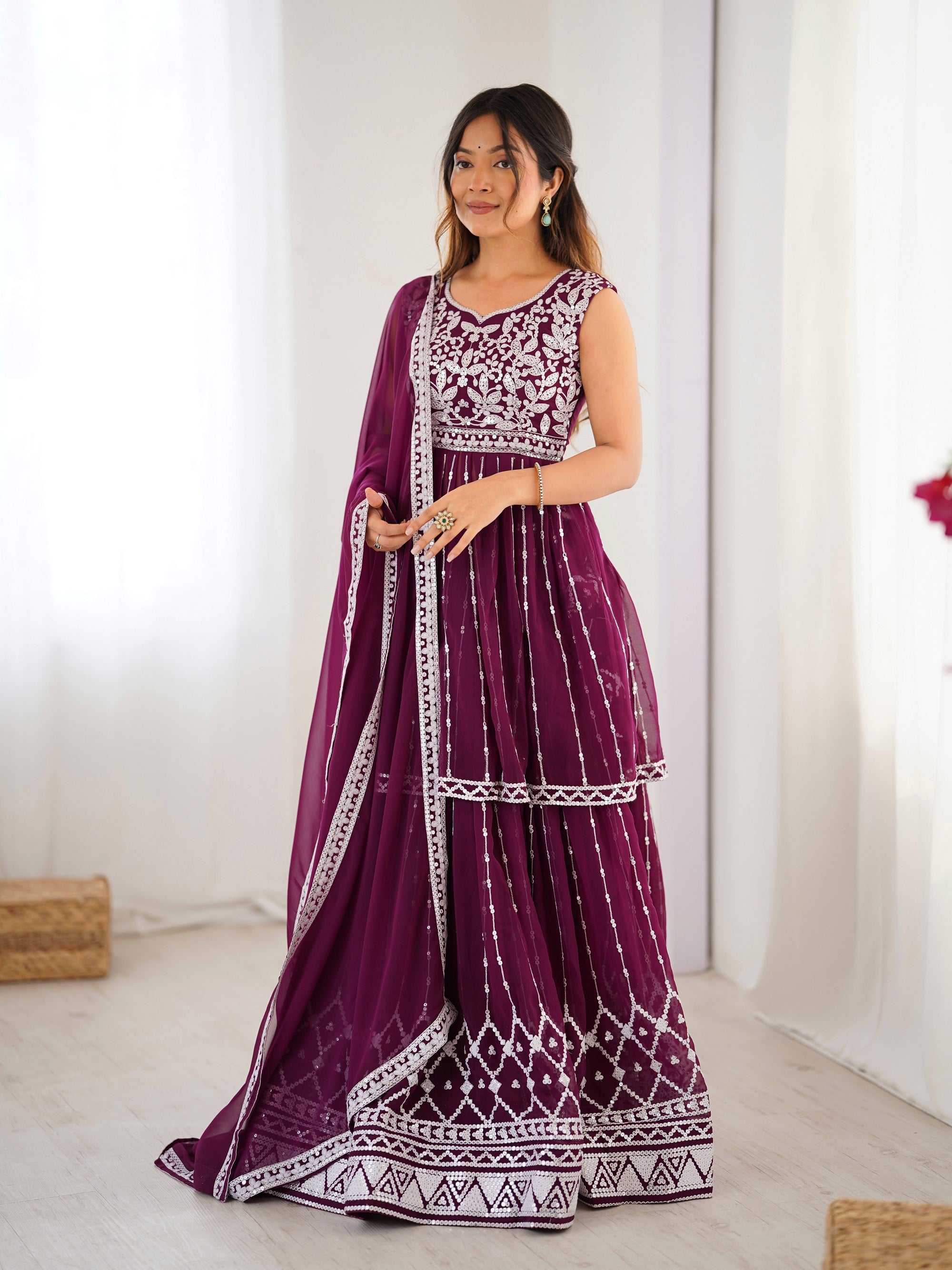 Lehenga Mart Wine Georgette Designer Lehenga Top For Party Wear | Grocsy