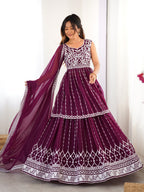 Lehenga Mart Wine Georgette Designer Lehenga Top For Party Wear | Grocsy
