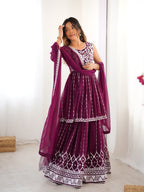 Lehenga Mart Wine Georgette Designer Lehenga Top For Party Wear | Grocsy