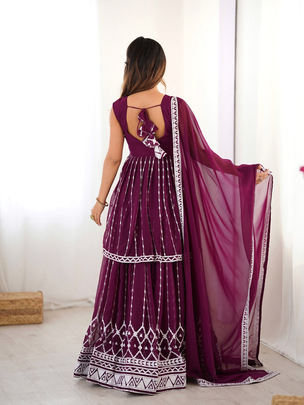 Lehenga Mart Wine Georgette Designer Lehenga Top For Party Wear | Grocsy