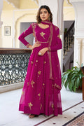 Lehenga Mart Designer Anarkali Suit With Kurta Palazzo Dupatta For Women-Deep Pink | Grocsy