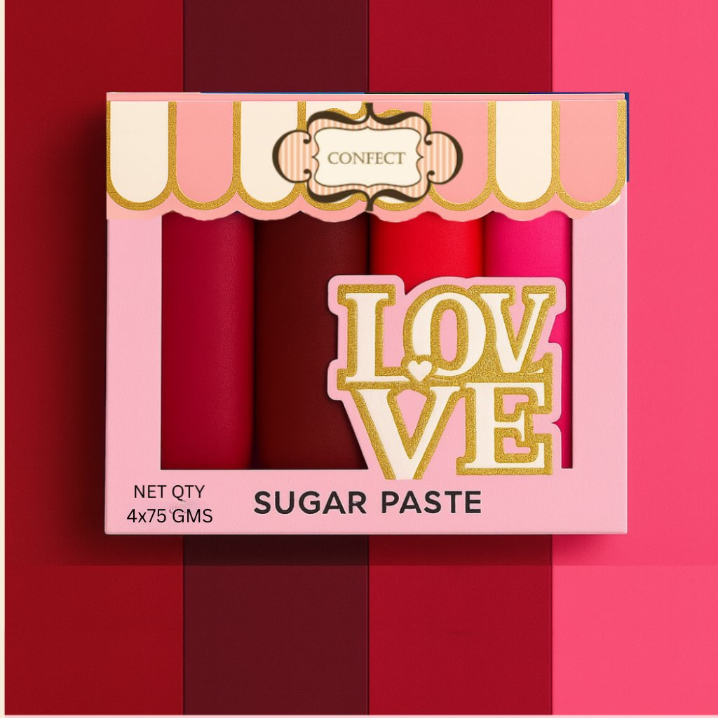 Confect Multipack of Magenta, Burgundy, Red and Neon Pink Sugarpaste 30 | Grocsy