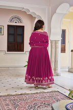 Prazu Fashion Purple Georgette Thread With Sequence Work Anarkali Suit | Grocsy