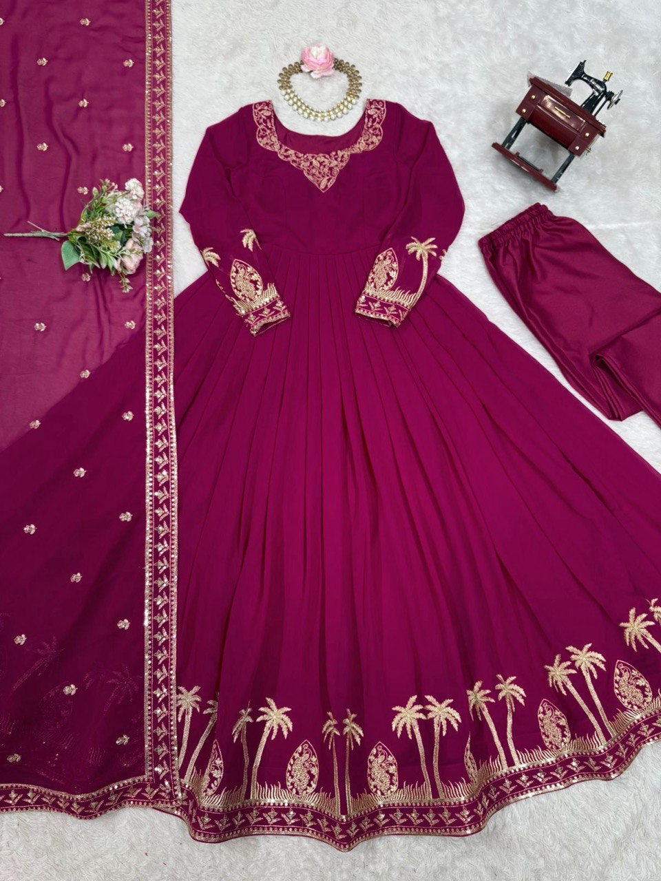 Prazu Fashion Purple Georgette Thread With Sequence Work Anarkali Suit | Grocsy