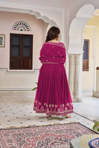 Lehenga Mart Designer Anarkali Suit With Kurta Palazzo Dupatta For Women-Wine | Grocsy
