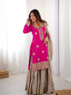 Lehenga Mart Designer Ready To Wear Sharara Suit Dupatta For Women-Pink | Grocsy