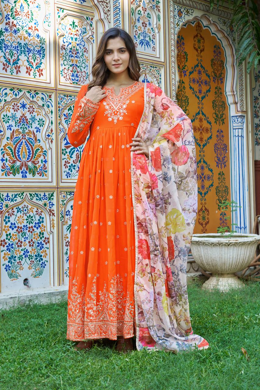 Lehenga Mart Designer Anarkali Suit With Kurta Palazzo Dupatta For Women-Fanta | Grocsy