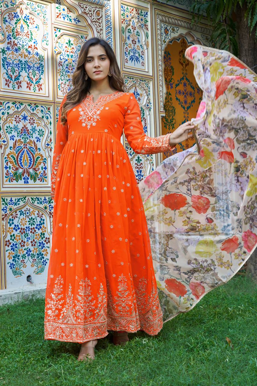 Lehenga Mart Designer Anarkali Suit With Kurta Palazzo Dupatta For Women-Fanta | Grocsy