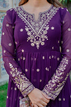 Lehenga Mart Designer Anarkali Suit With Kurta Palazzo Dupatta For Women-Purple | Grocsy