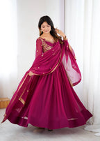 Prazu Fashion Purple Faux Georgette Embroidered Sequin Anarkali Suit | Grocsy