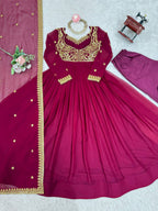 Prazu Fashion Purple Faux Georgette Embroidered Sequin Anarkali Suit | Grocsy