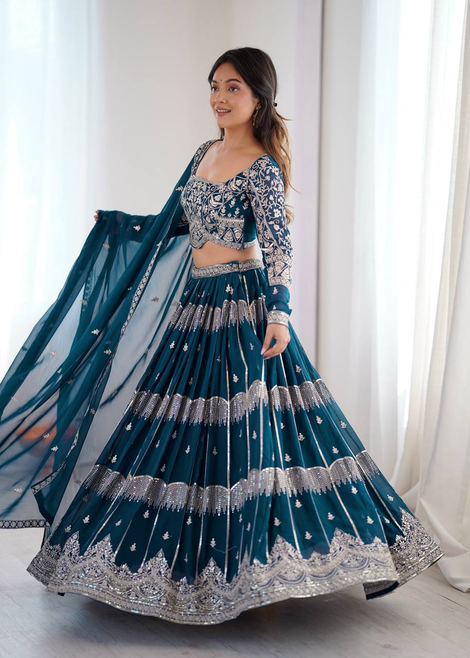 Lehenga Mart Gorgeous Lehenga Choli For Wedding-Blue | Grocsy