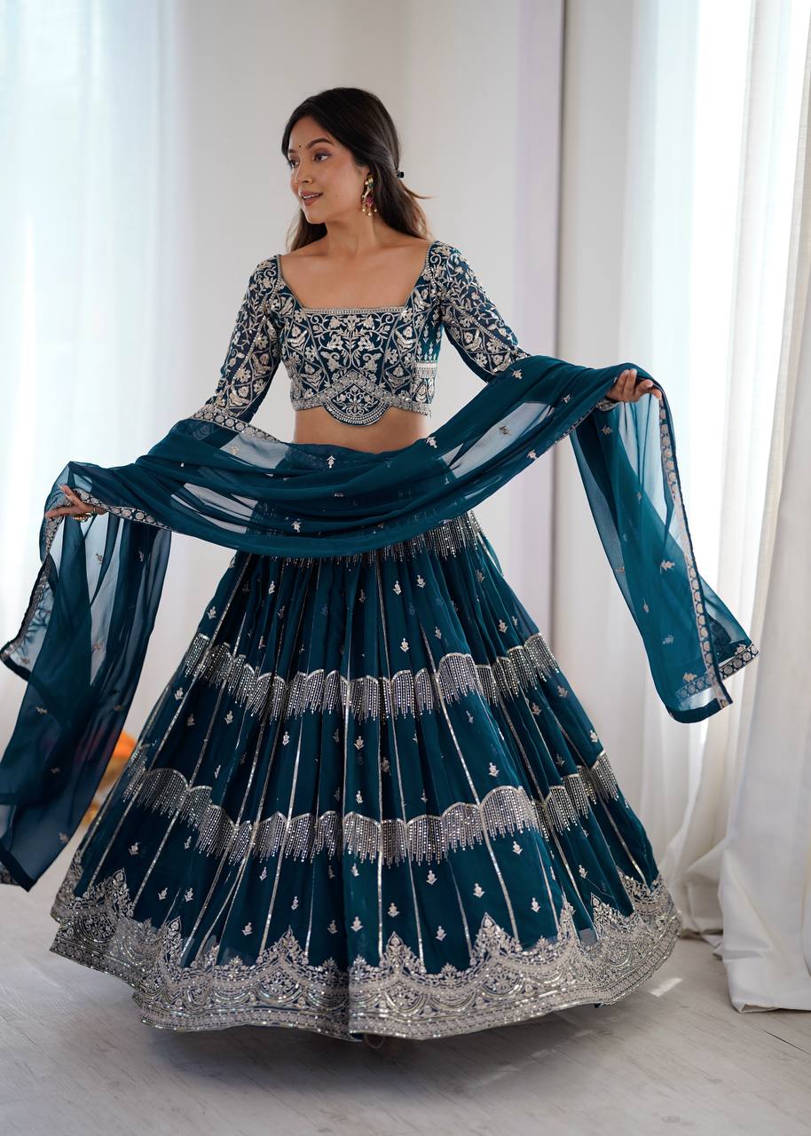 Lehenga Mart Gorgeous Lehenga Choli For Wedding-Blue | Grocsy