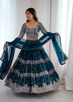 Lehenga Mart Gorgeous Lehenga Choli For Wedding-Blue | Grocsy