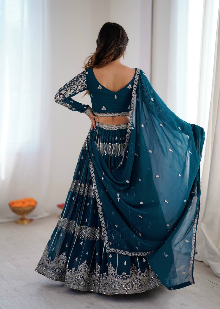 Lehenga Mart Gorgeous Lehenga Choli For Wedding-Blue | Grocsy