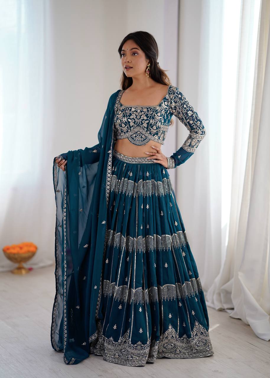 Lehenga Mart Gorgeous Lehenga Choli For Wedding-Blue | Grocsy