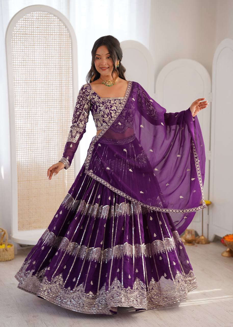 Lehenga Mart Gorgeous Lehenga Choli For Wedding-Purple | Grocsy