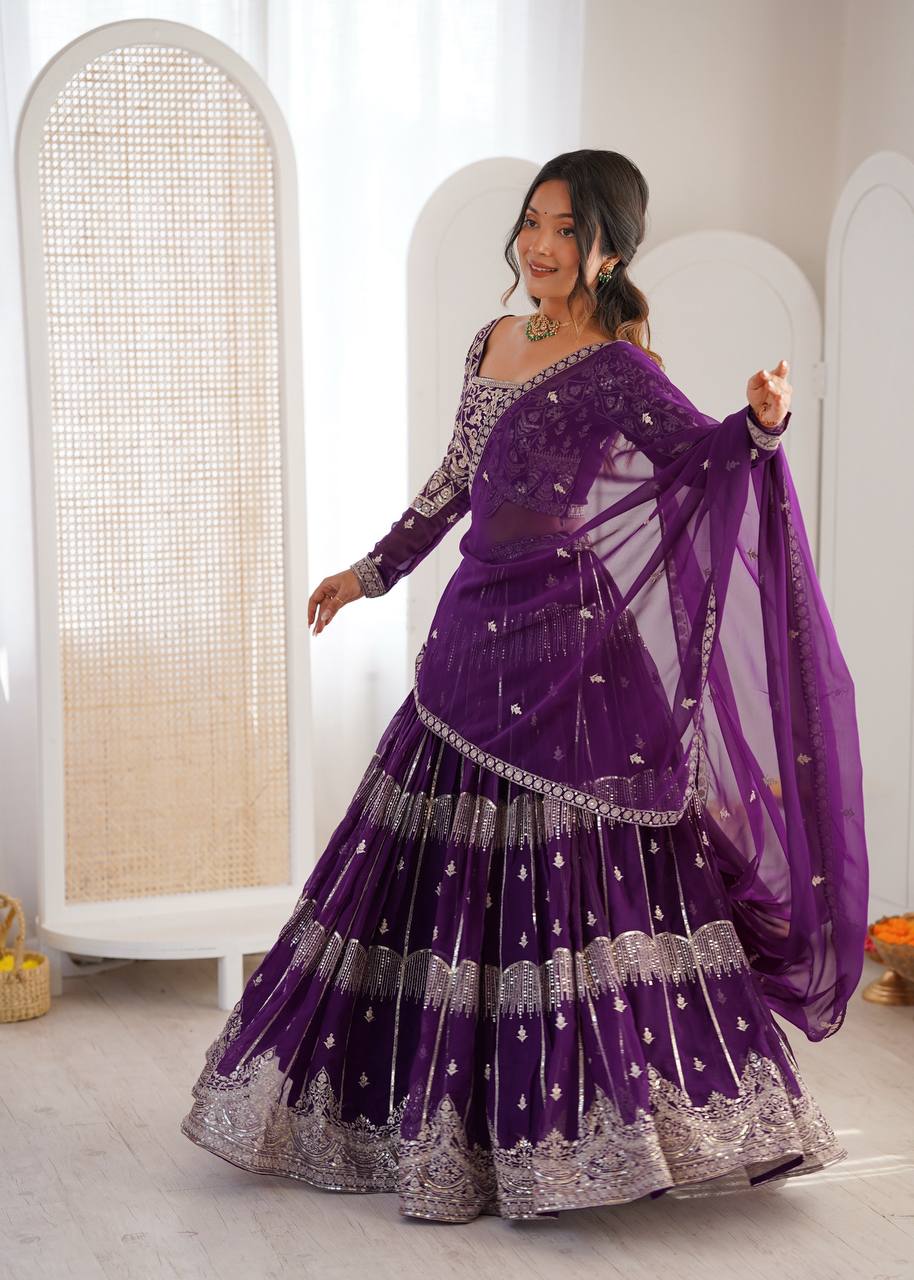 Lehenga Mart Gorgeous Lehenga Choli For Wedding-Purple | Grocsy