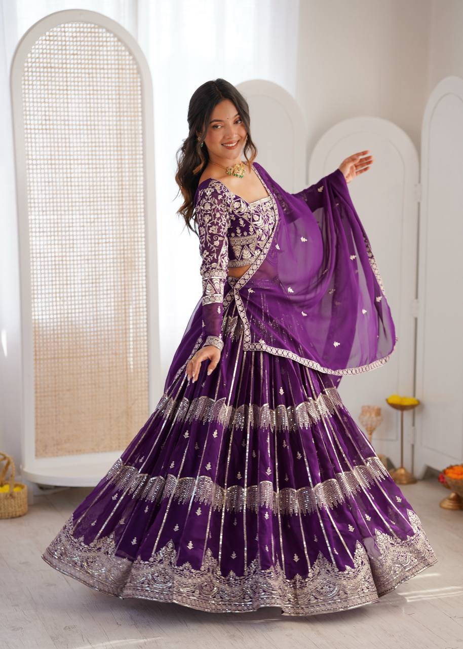 Lehenga Mart Gorgeous Lehenga Choli For Wedding-Purple | Grocsy