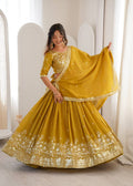 Lehenga Mart Designer Shimmer Lehenga Choli For Wedding-Mustard | Grocsy