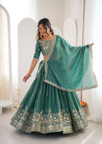 Lehenga Mart Designer Shimmer Lehenga Choli For Wedding-Green | Grocsy