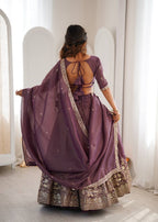 Lehenga Mart Designer Shimmer Lehenga Choli For Wedding-Purple | Grocsy