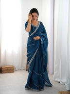 Lehenga Mart Designer Bollywood Style Party Wear Saree-Blue | Grocsy