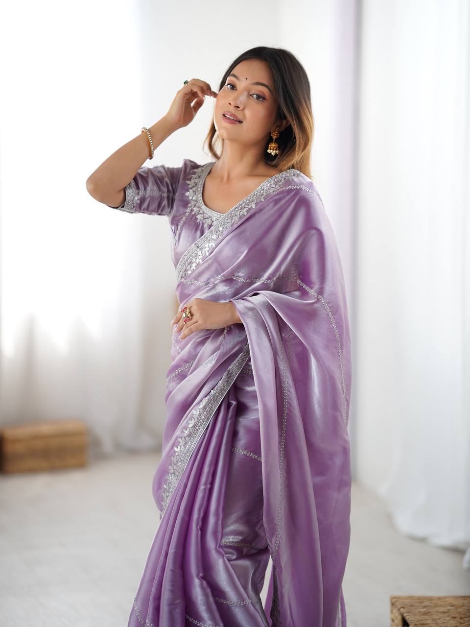 Lehenga Mart Designer Bollywood Style Party Wear Saree-Lavender | Grocsy