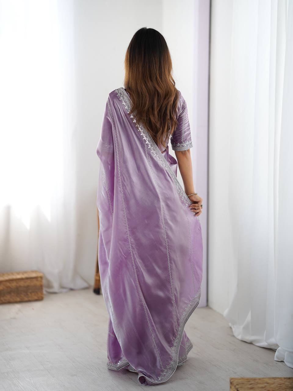 Lehenga Mart Designer Bollywood Style Party Wear Saree-Lavender | Grocsy