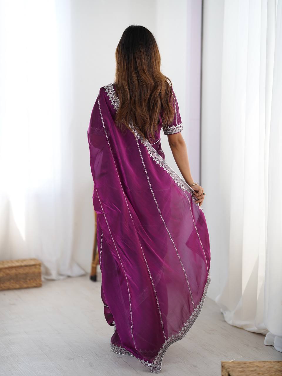 Lehenga Mart Designer Bollywood Style Party Wear Saree-Purple | Grocsy