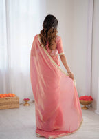 Lehenga Mart Designer Bollywood Style Party Wear Saree-Pink | Grocsy