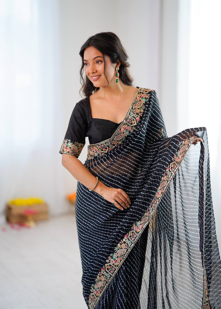 Lehenga Mart Designer Bollywood Style Party Wear Saree-Black | Grocsy