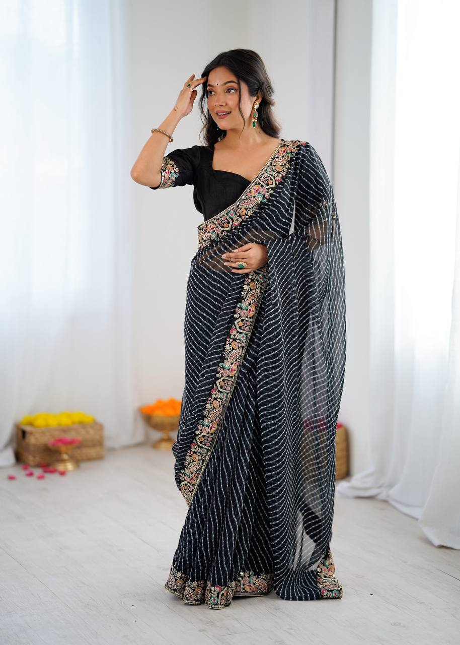 Lehenga Mart Designer Bollywood Style Party Wear Saree-Black | Grocsy