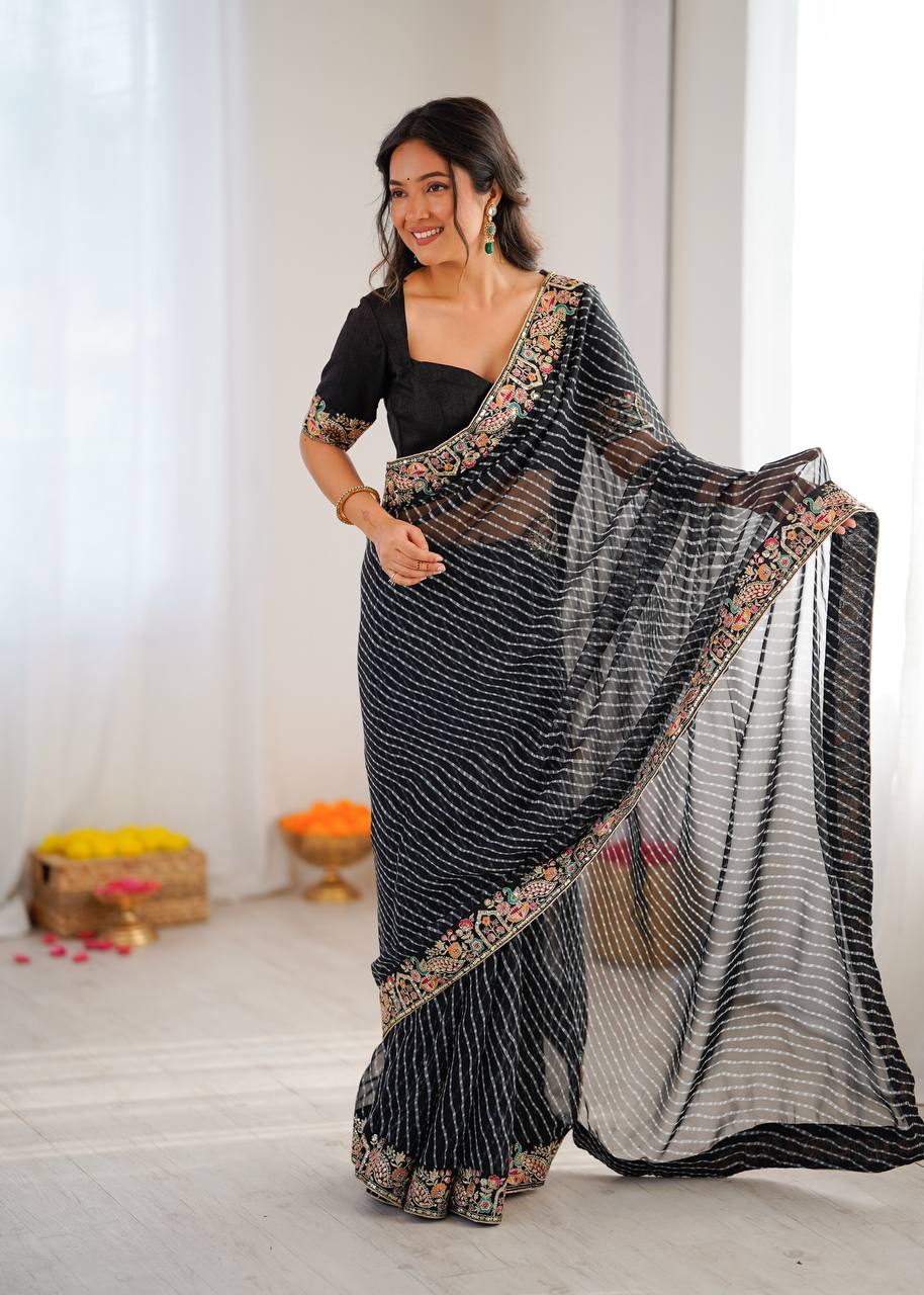 Lehenga Mart Designer Bollywood Style Party Wear Saree-Black | Grocsy