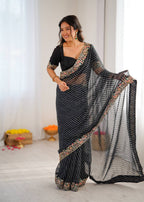 Lehenga Mart Designer Bollywood Style Party Wear Saree-Black | Grocsy