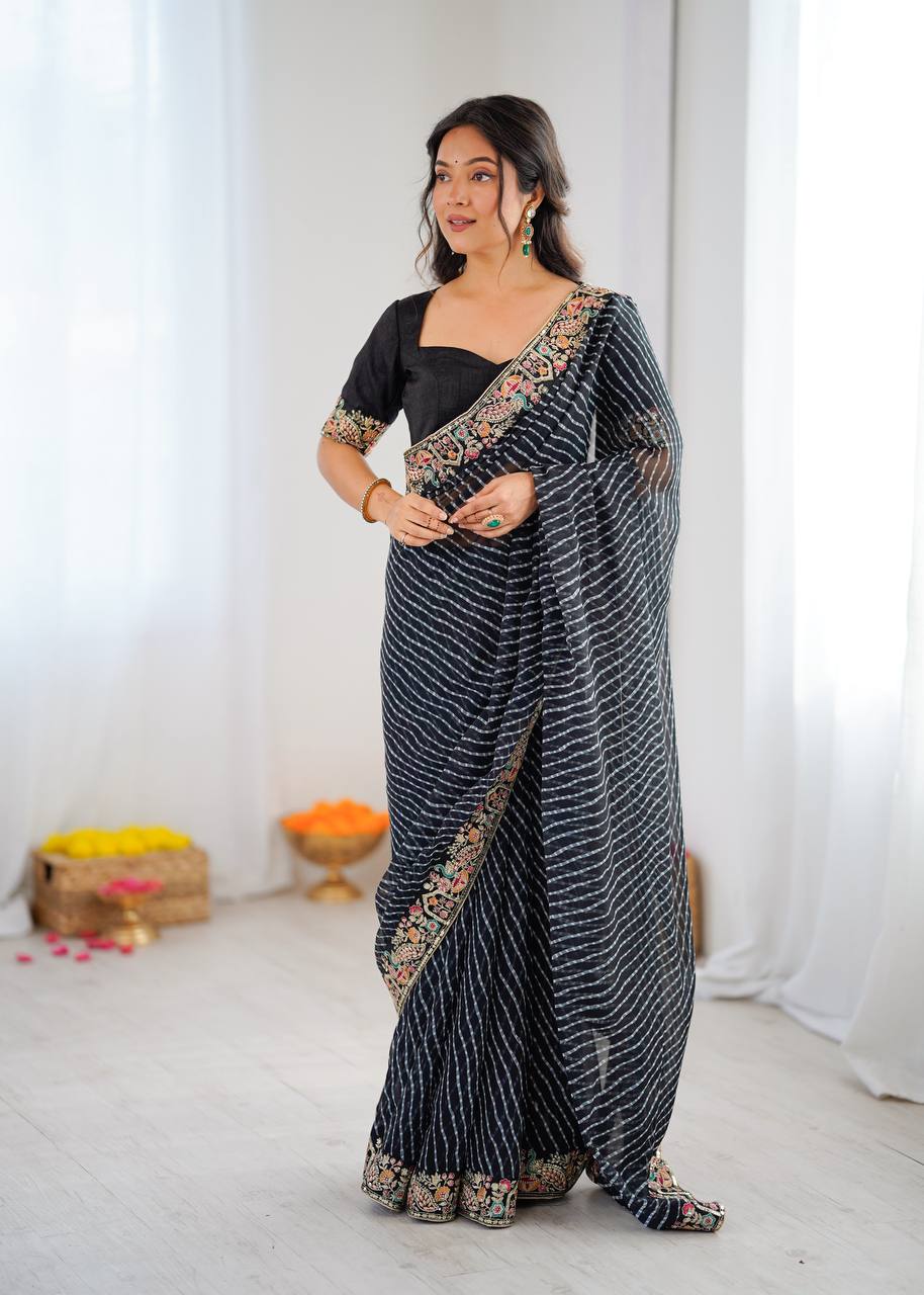 Lehenga Mart Designer Bollywood Style Party Wear Saree-Black | Grocsy