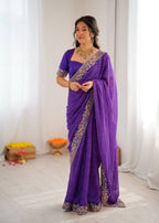 Lehenga Mart Designer Bollywood Style Party Wear Saree-Blue | Grocsy