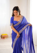 Lehenga Mart Designer Bollywood Style Party Wear Saree-Skyblue | Grocsy