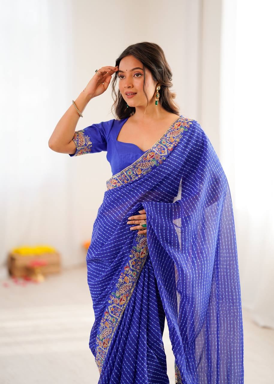 Lehenga Mart Designer Bollywood Style Party Wear Saree-Skyblue | Grocsy