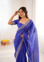 Lehenga Mart Designer Bollywood Style Party Wear Saree-Skyblue | Grocsy