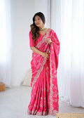 Lehenga Mart Designer Bollywood Style Party Wear Saree-Pink | Grocsy