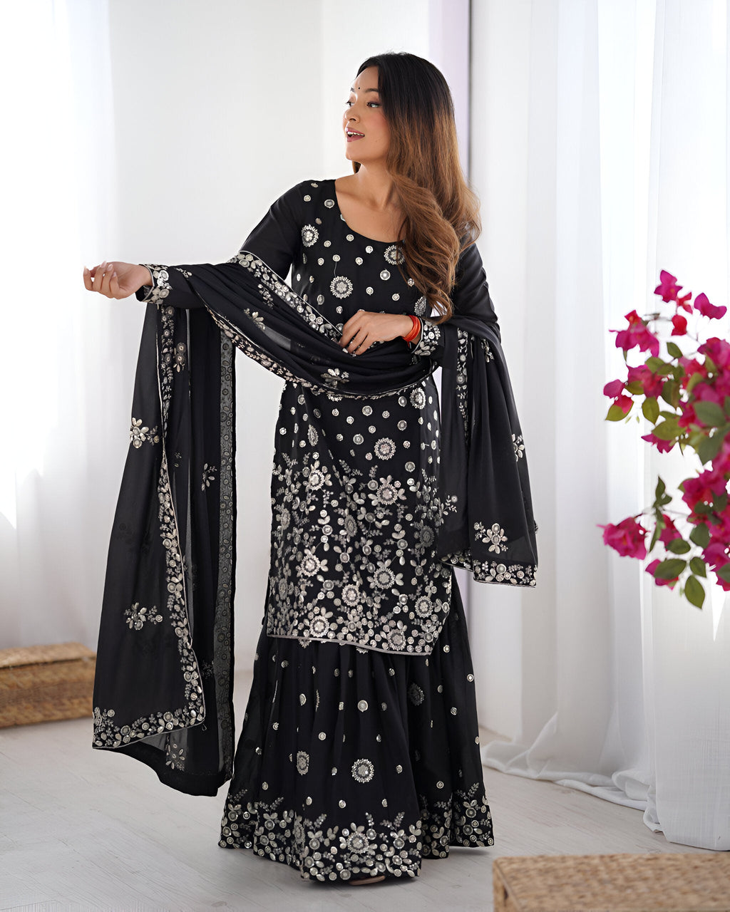 Lehenga Mart Designer Sharara Suit for women - Black | Grocsy