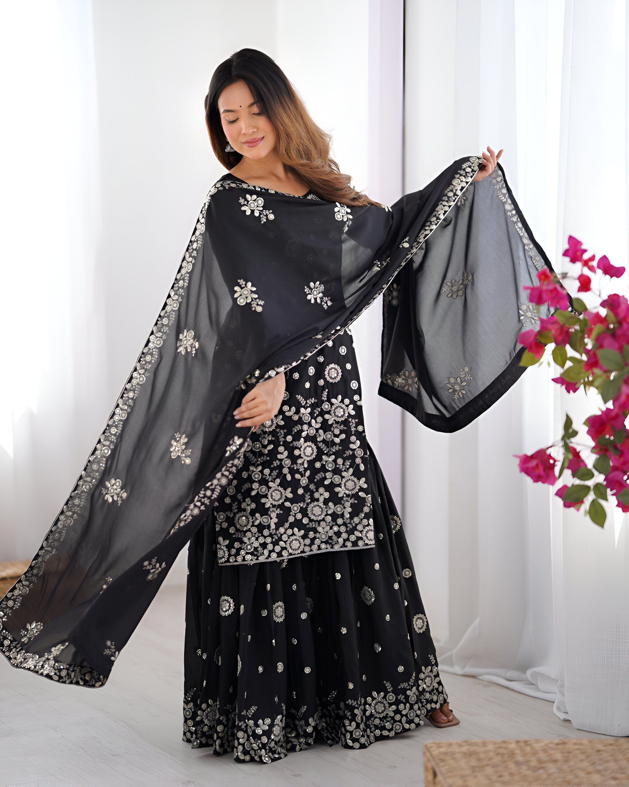 Lehenga Mart Designer Sharara Suit for women - Black | Grocsy