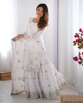 Lehenga Mart Designer Sharara Suit for women - White | Grocsy