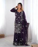 Lehenga Mart Designer Sharara Suit for women - wine | Grocsy