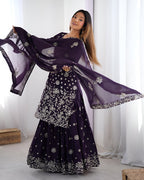 Lehenga Mart Designer Sharara Suit for women - wine | Grocsy