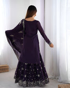 Lehenga Mart Designer Sharara Suit for women - wine | Grocsy