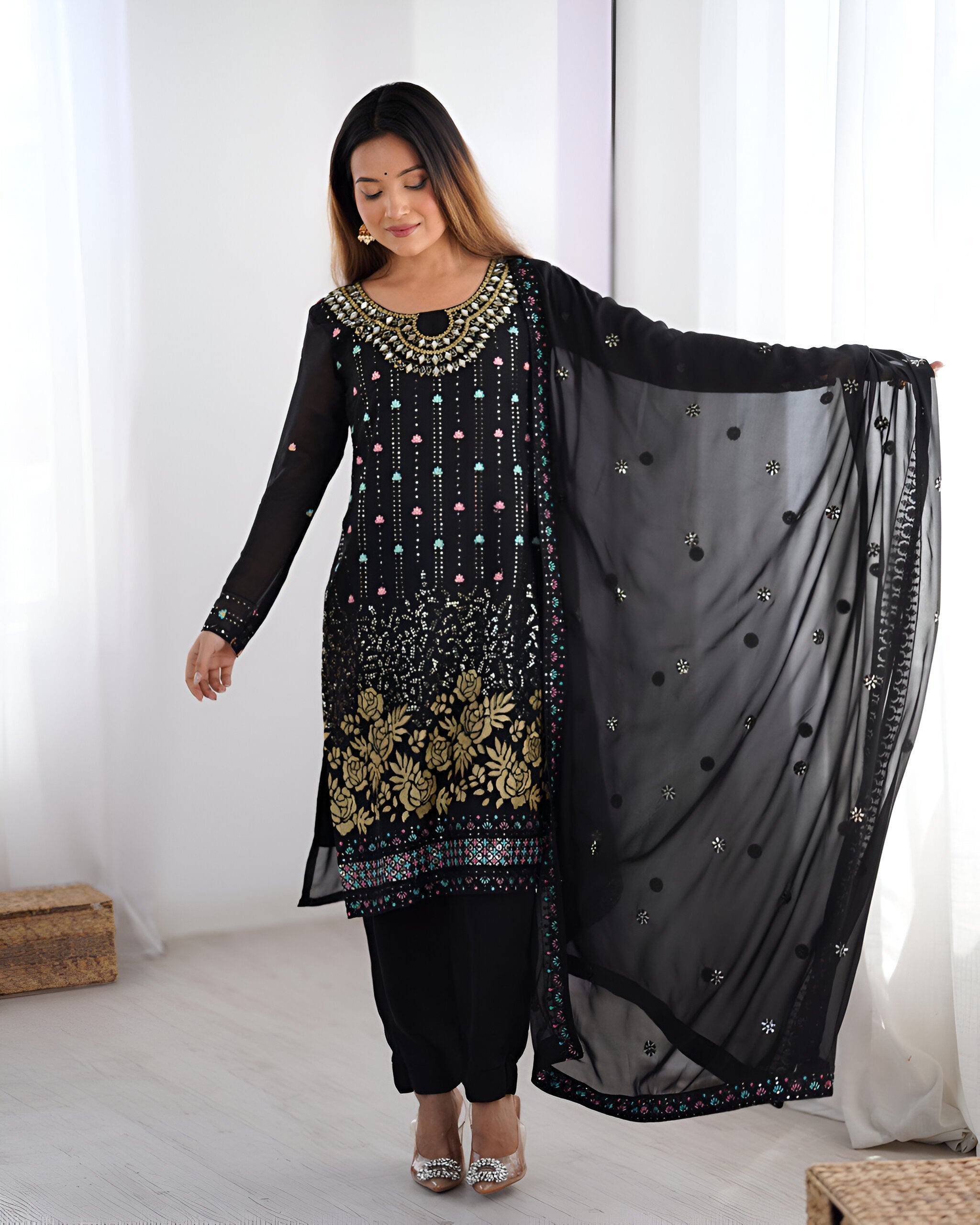 Lehenga Mart Designer Salwar Suit for Women or Girls - Black | Grocsy