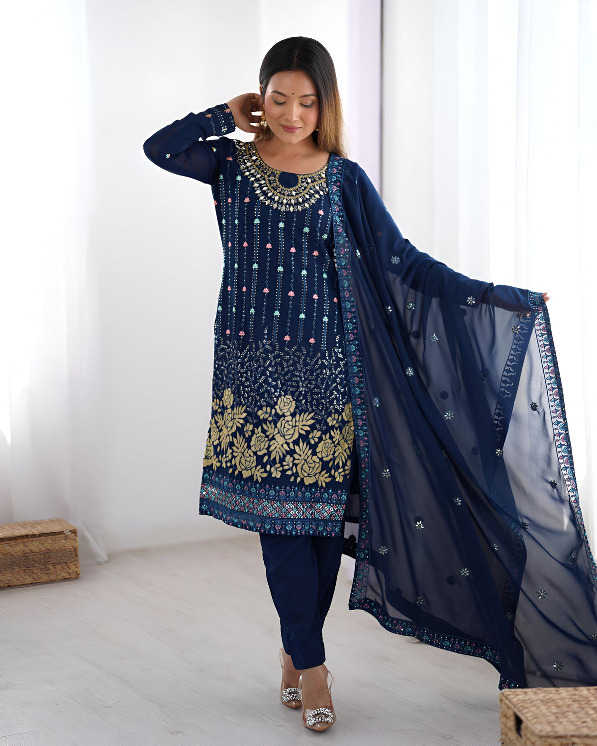 Lehenga Mart Designer Salwar Suit for Women or Girls - Blue | Grocsy