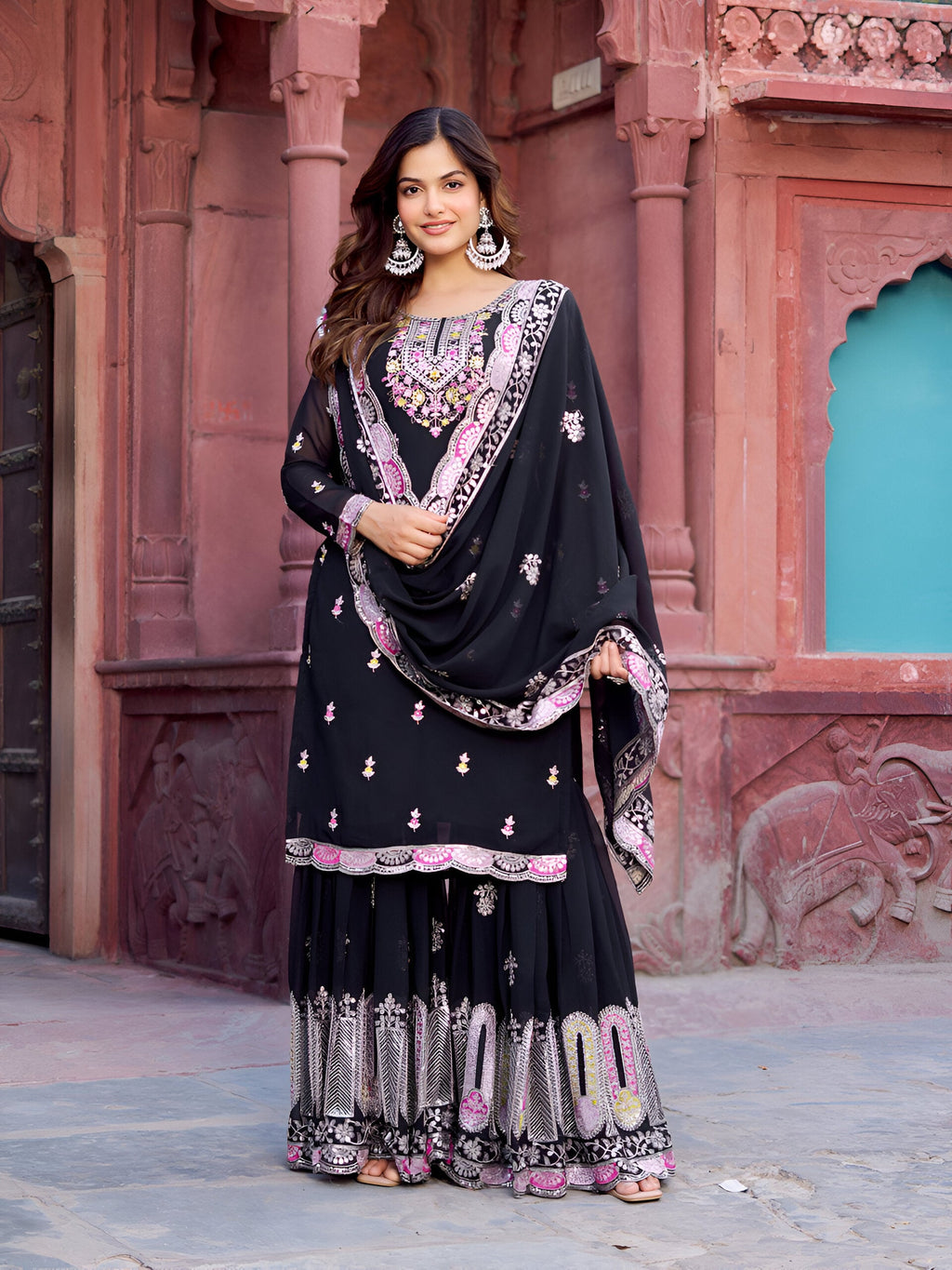 Lehenga Mart Designer Sharara Suit for women - Black | Grocsy